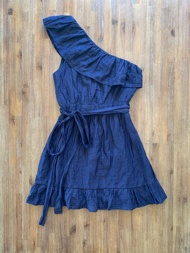 COOPER ST Size 10 One Shoulder Dress in Navy with Waist Tie Women's DEC97 - Bisy Clothing