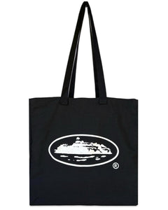 Corteiz RTW Alcatraz Linen Tote Bag in Black - Bisy Clothing