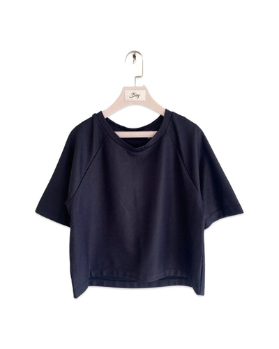 COUNTRY ROAD Size L Navy Blue O/S Crop T-Shirt 251022 - Bisy Clothing