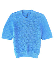 將圖片載入圖庫檢視器 Crochet Knit Top Hand Made in Blue ⏐ Size M - Bisy Clothing