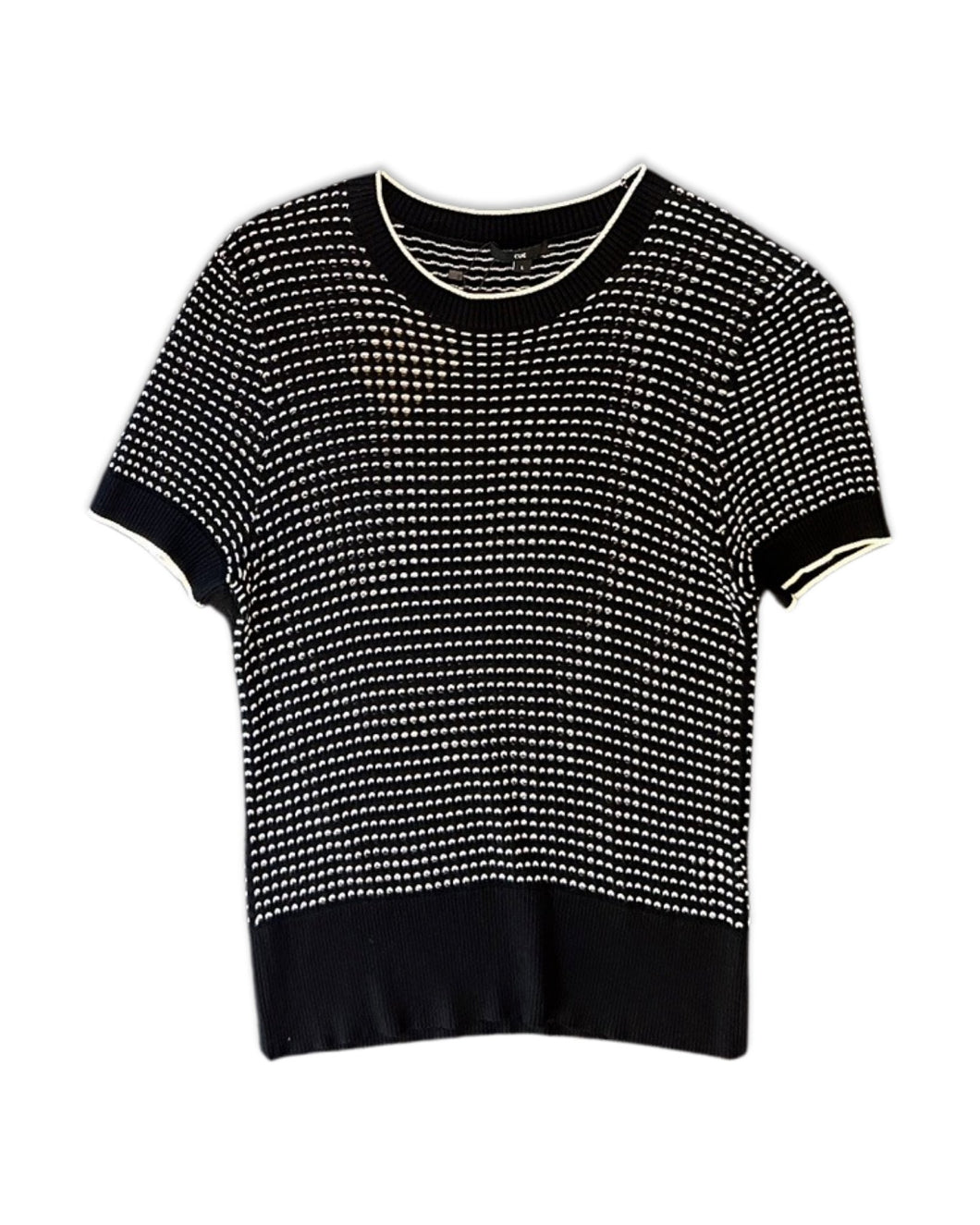 Cue Viscose Short Sleeve Knit Top in Black ⏐ Size L - Bisy Clothing