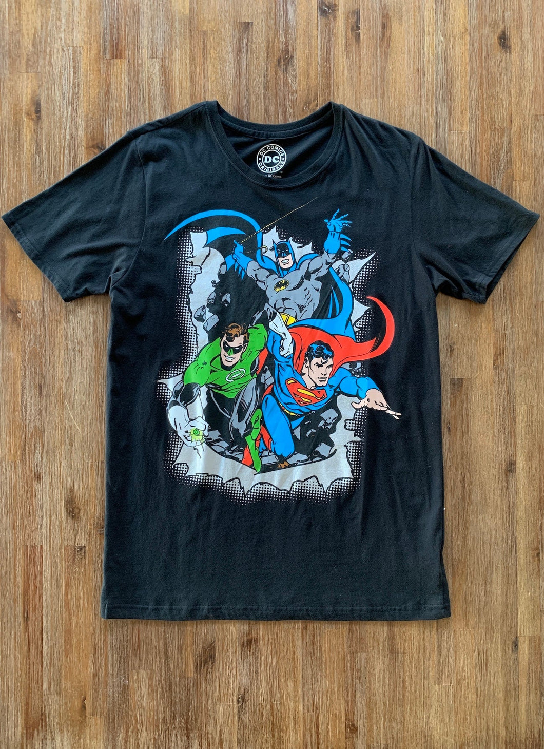 DC COMICS Size M Vintage Y2K S14 Batman and Superman T-Shirt Black MAR9921 - Bisy Clothing