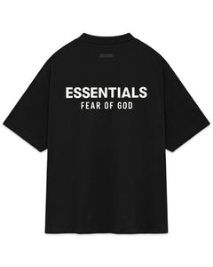 Essentials Fear of God Core Logo Jersey Crewneck T-Shirt in Black - Bisy Clothing