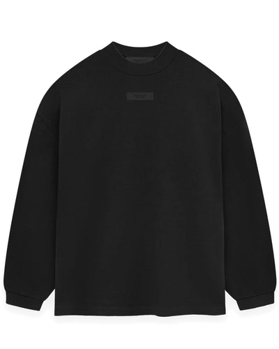 Essentials Fear of God Crewneck Long Sleeve T-Shirt in Jet Black - Bisy Clothing