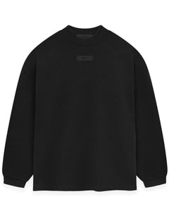 Essentials Fear of God Crewneck Long Sleeve T-Shirt in Jet Black - Bisy Clothing