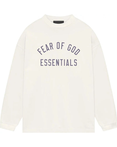 Essentials Fear of God Jersey Crewneck Long Sleeve T-Shirt in Shell White - Bisy Clothing