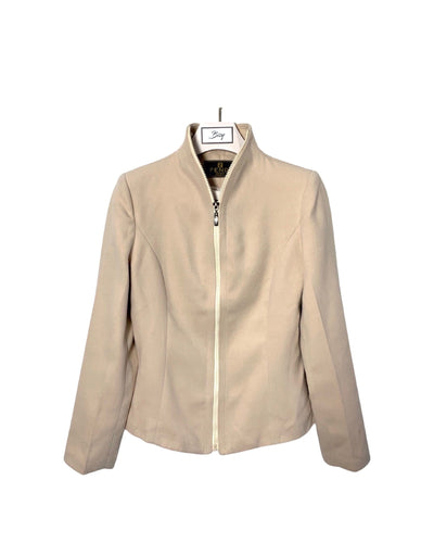 FENDI Cream Zip Cashmere Fleece Jacket in Beige Authentic APR1922 - Bisy Clothing