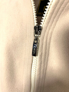 FENDI Cream Zip Cashmere Fleece Jacket in Beige Authentic APR1922 - Bisy Clothing