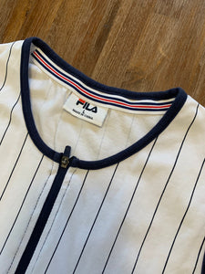 FILA Size L 1/4 Zip Pin Stripe Tight Gym Stretch Tank Top Womens MAR9521 - Bisy Clothing