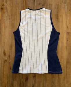 FILA Size L 1/4 Zip Pin Stripe Tight Gym Stretch Tank Top Womens MAR9521 - Bisy Clothing