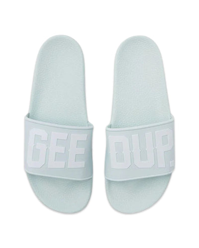 Geedup Core Logo Slides in Blue / White - Bisy Clothing