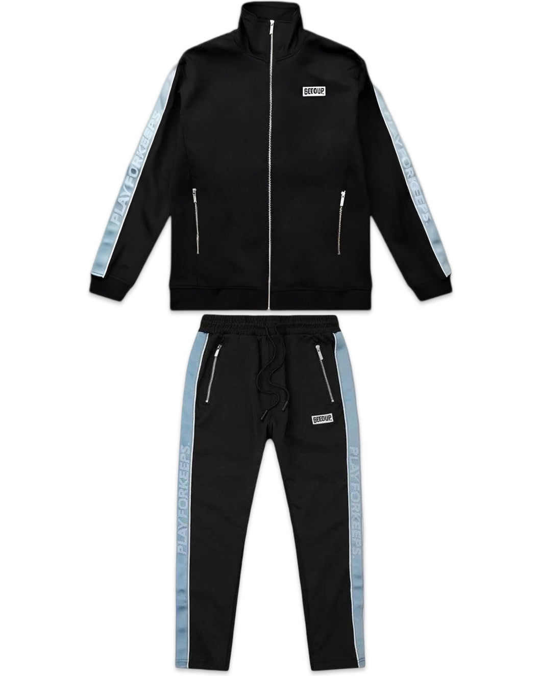 Geedup Core PFK Tracksuit Black/Blue Jacket and Trackpants Fullset (2022) - Bisy Clothing