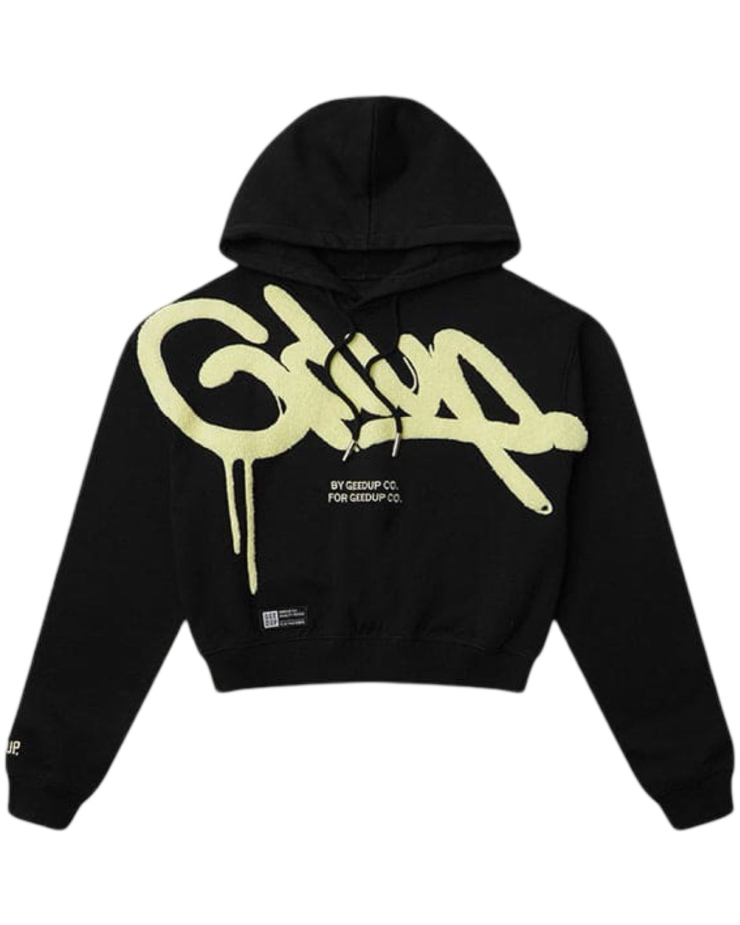 Geedup Handstyle Cropped Hoodie Black / Sorbet (2025) - Bisy Clothing
