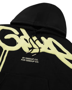 Geedup Handstyle Cropped Hoodie Black / Sorbet (2025) - Bisy Clothing