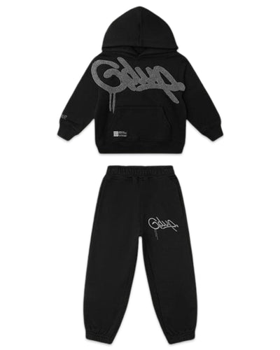 Geedup Kids Handstyle Tracksuit in Black / Grey (2024) - Bisy Clothing