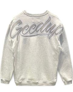 Geedup OS Script Crewneck in Grey Marle (2021) - Bisy Clothing