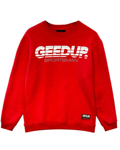 Geedup Sportsman Crewneck Jumper in Red (2021) - Bisy Clothing