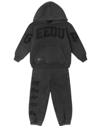 Geedup Team Logo Kids Tracksuit Vintage Washed Black (2024) - Bisy Clothing