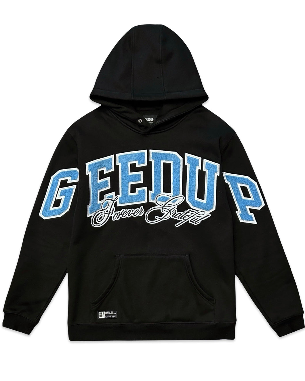 Geedup Team Logo x Blue Boy Forever Grateful Hoodie in Black (2022) - Bisy Clothing