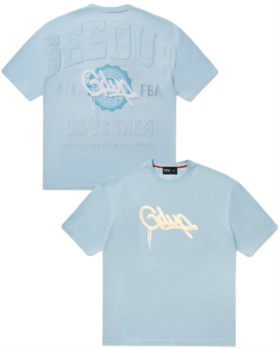 Geedup Us vs Them Short Sleeve T-Shirt in Cool Blue (2024) - Bisy Clothing