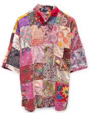Load image into Gallery viewer, Handmade Patchwork T-Shirt Vintage Cloth Short Sleeve Shirt - Bisy Clothing