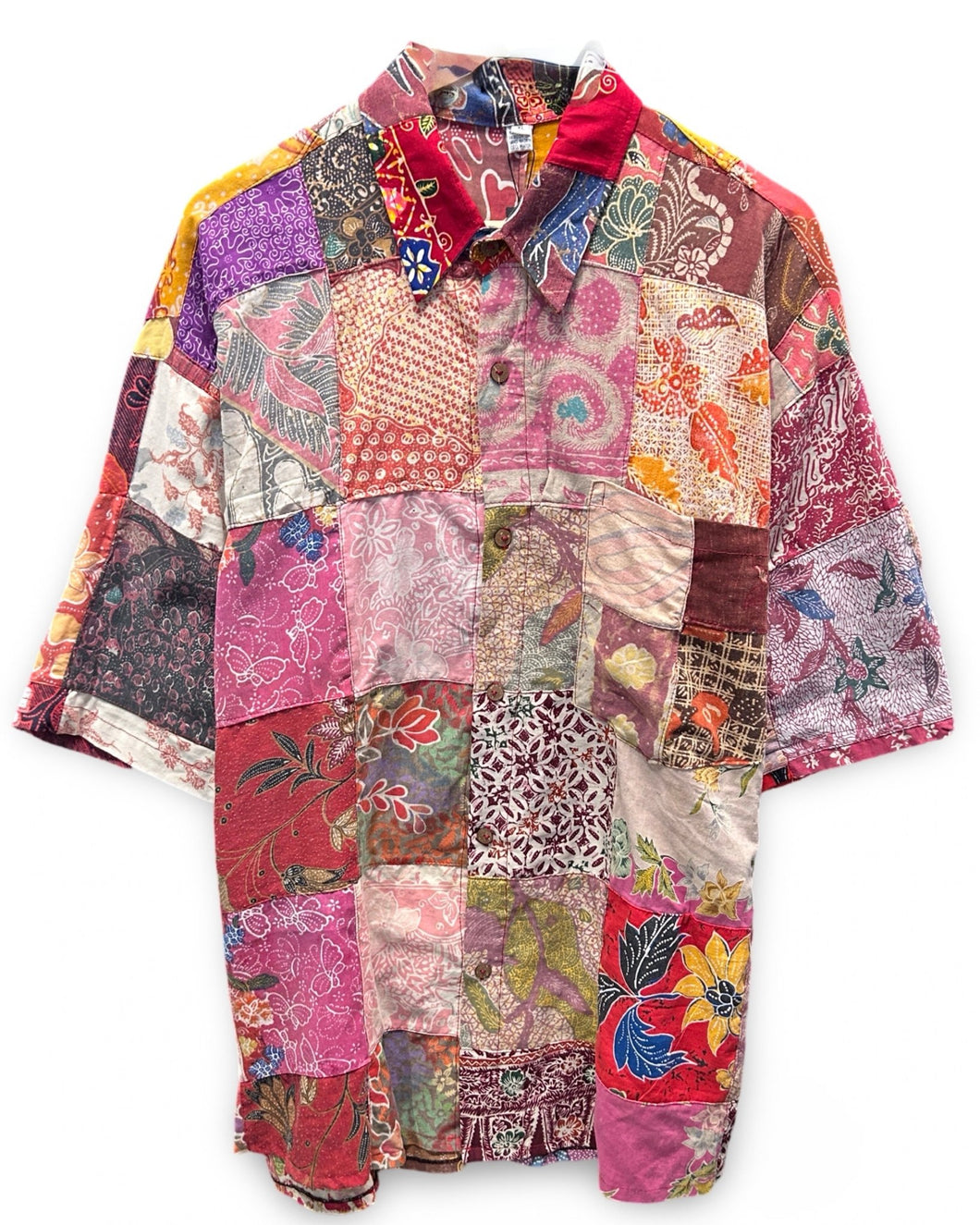 Handmade Patchwork T-Shirt Vintage Cloth Short Sleeve Shirt - Bisy Clothing