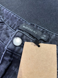 High Waisted Tapered Charcoal Denim Jeans ⏐ Size 10 - Bisy Clothing