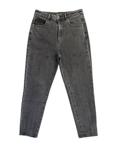 High Waisted Tapered Charcoal Denim Jeans ⏐ Size 10 - Bisy Clothing