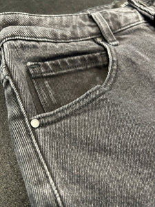 High Waisted Tapered Charcoal Denim Jeans ⏐ Size 10 - Bisy Clothing