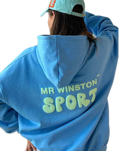 Mr Winston Peppermint Puff Sky Blue Hood Jumper