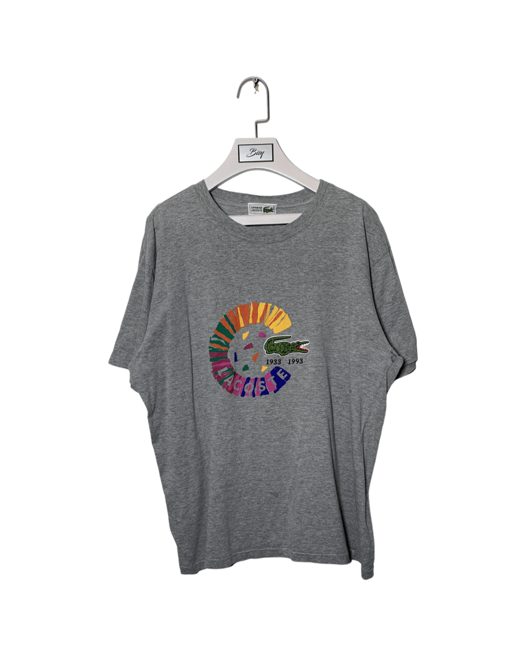 LACOSTE Size M Vintage Embroidered Grey Short Sleeve T-Shirt Mens - Bisy Clothing