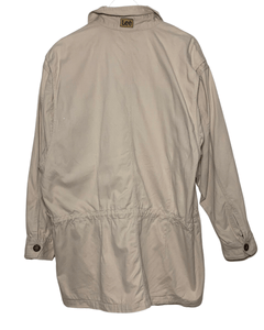 LEE Size XL Vintage Lee Jeans Zip Long Jacket in Beige Men's - Bisy Clothing
