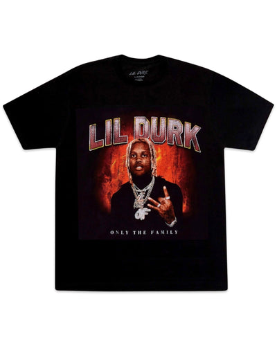 Lil Durk OTF Flame Short Sleeve T-Shirt in Black ⏐ Multiple Sizes - Bisy Clothing