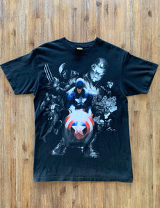 MARVEL X MAD ENGINE Size M Vintage Y2K Captain America T-Shirt Black MAR9721 - Bisy Clothing