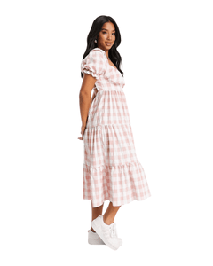 Miss Selfridge UK10 US6 Petite Gingham Chiffon Midi Dress NEW - Bisy Clothing