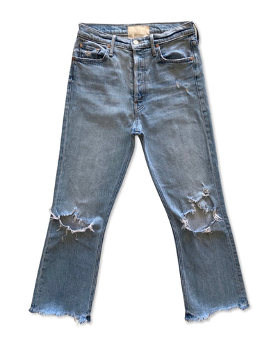 MOTHER Size 29 Superior Denim Distressed Jeans in Light Blue - Bisy Clothing