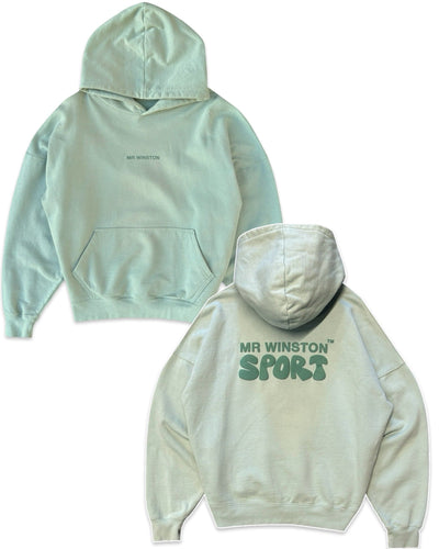 Mr Winston Puff Hood Jumper in Vintage Sage Green - Bisy Clothing
