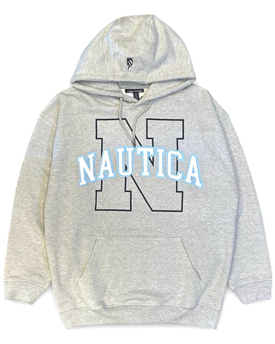 Nautica College Skylan Letterman Heavyweight Hoodie in Grey - Bisy Clothing