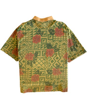 Load image into Gallery viewer, NAUTICA Size M/L Vintage Polo Shirt Short Sleeve Floral Geometric in Grey/Gold - Bisy Clothing