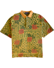 Load image into Gallery viewer, NAUTICA Size M/L Vintage Polo Shirt Short Sleeve Floral Geometric in Grey/Gold - Bisy Clothing
