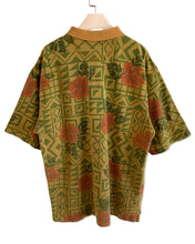 Load image into Gallery viewer, NAUTICA Size M/L Vintage Polo Shirt Short Sleeve Floral Geometric in Grey/Gold - Bisy Clothing