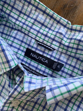 Load image into Gallery viewer, NAUTICA Size XL Long Sleeve Green, White and Blue Check Button Shirt Men&#39;s APR821 - Bisy Clothing