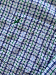 NAUTICA Size XL Long Sleeve Green, White and Blue Check Button Shirt Men's APR821 - Bisy Clothing