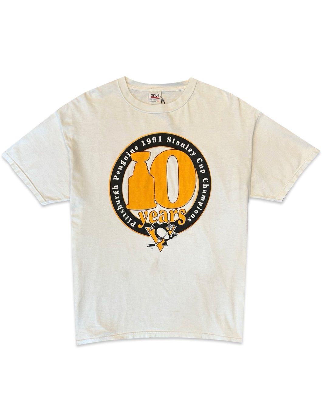 NHL Stanley Cup Champions 1991 Vintage Pittsburgh Penguins T-Shirt in White - Bisy Clothing