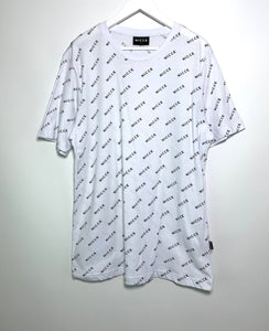 NICCE Size L Nicce Logo Patter Print White Short Sleeve T-Shirt Men's APR6021 - Bisy Clothing