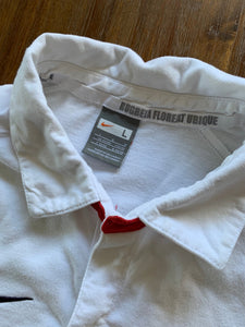 NIKE Size L Vintage England Rugby Team Polo Shirt in White Mens JAN52 - Bisy Clothing