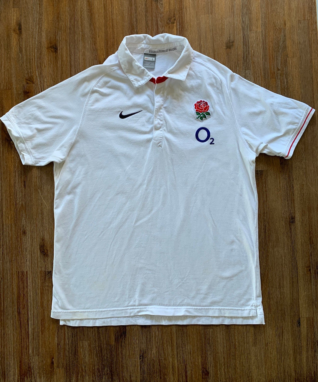 NIKE Size L Vintage England Rugby Team Polo Shirt in White Mens JAN52 - Bisy Clothing