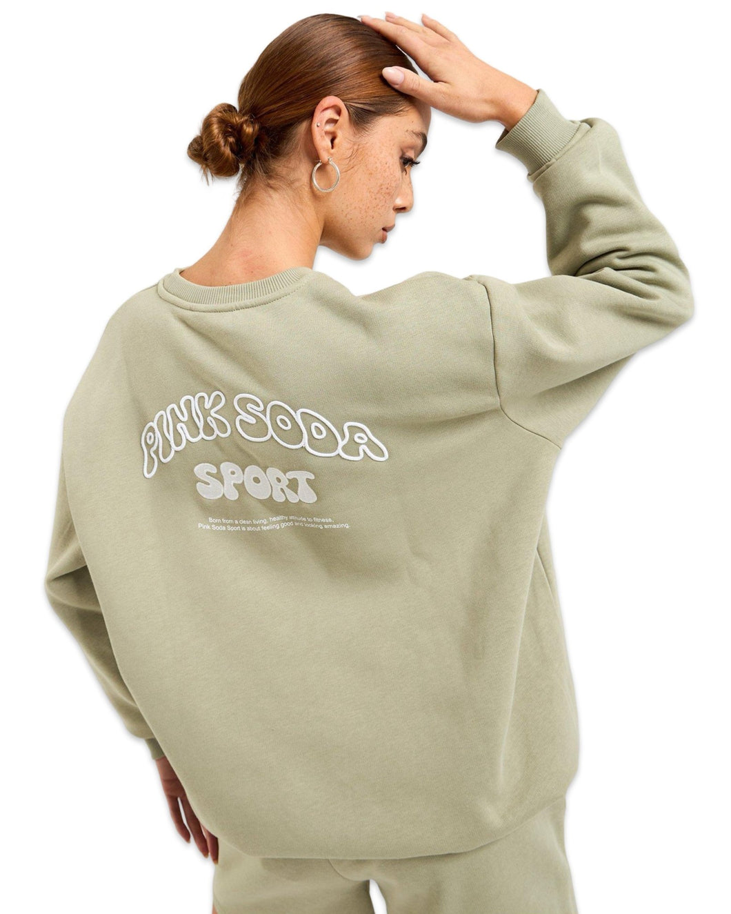 Pink Soda Sport Baton Oversized Sweatshirt in Seagrass - Bisy Clothing