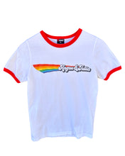 將圖片載入圖庫檢視器 Angus &amp; Julia Stone Short Sleeve Rainbow Red Ringer T-Shirt ⏐ Size XS