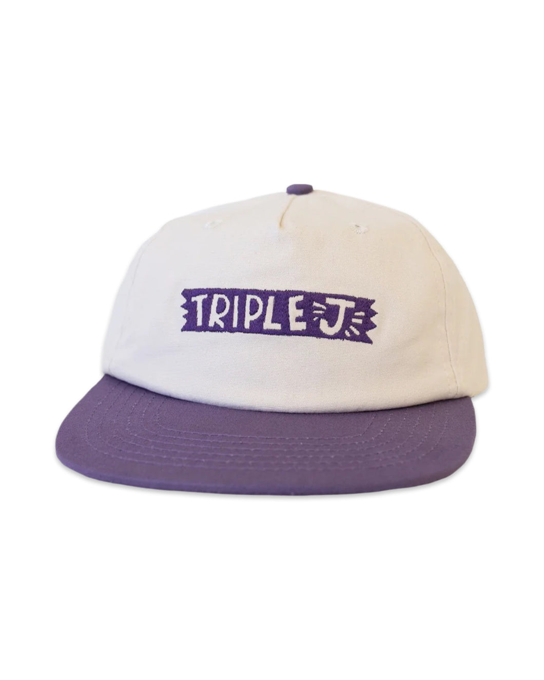 Triple J Canvas Strapback Cap in White / Purple ⏐ One Size